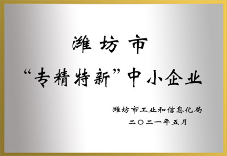 山东永利集团获批潍坊市“专精特新”声誉